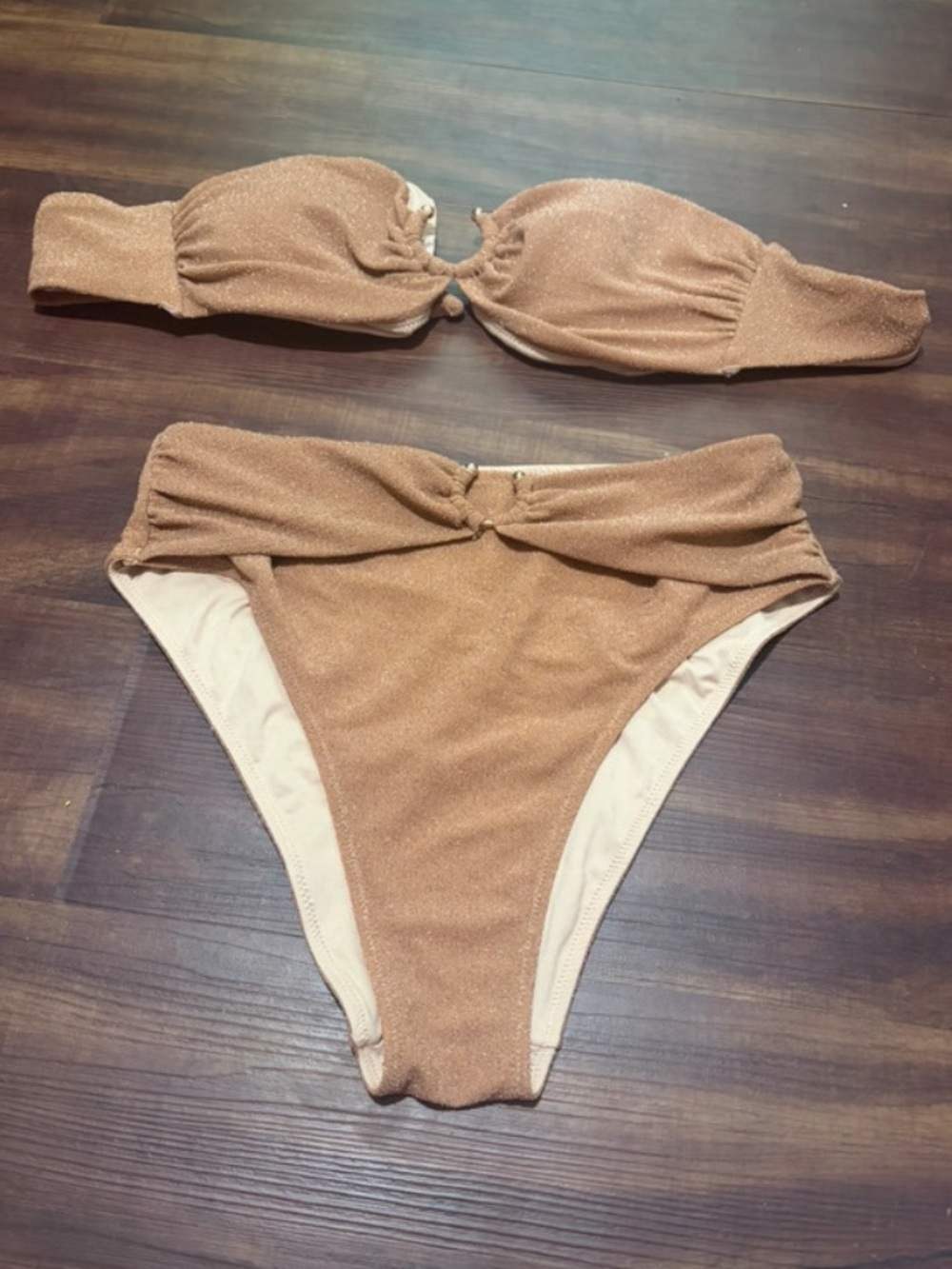 Victorias Secret Shimmery Tan One-Piece Bikini Set